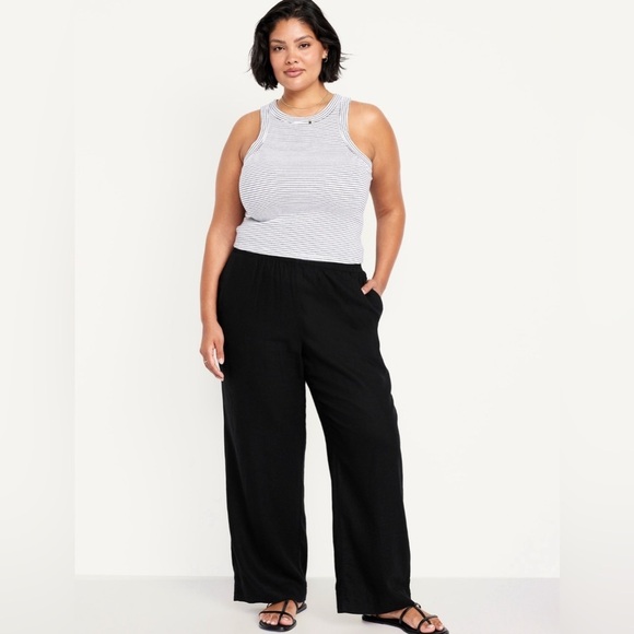 NWT! Black High-Waisted Linen-Blend Wide-Leg Pants - Multiple 🔹 - Picture 6 of 10